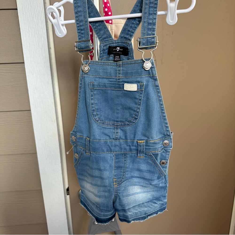 7 For All Mankind Kids Denim Overalls - Blue